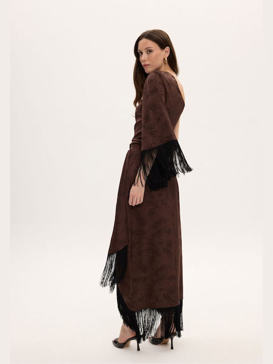 Damenbluse mit Einer Schulter Blumenmuster Braun