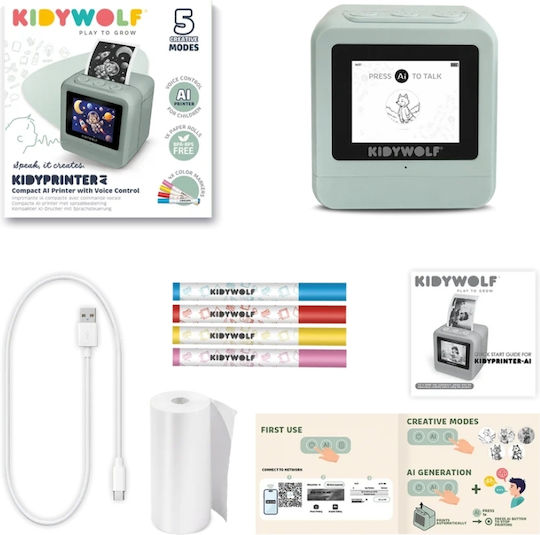 Kidywolf Kidyprinter Ai Εκτυπωτής Παιδικής Δημιουργίας Τεχνητή Νοημοσύνη & Θερμική Εκτύπωση 6+ Ετών 184116