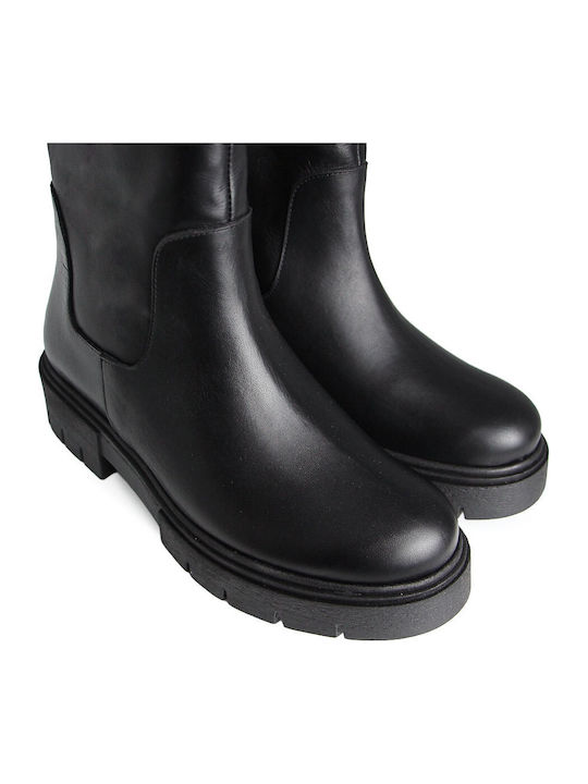 Black Leather Women's Ankle Boots