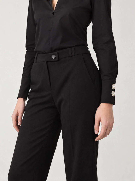 Bill Cost Women's High-Rise Fabric Trousers in a Straight Leg Style Black