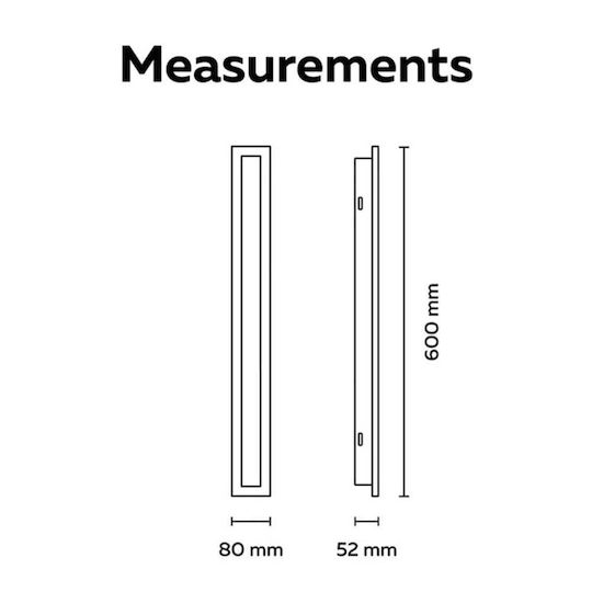 Calex Linear Wall-Mounted LED Light IP65 12W with Warm White Light 60x8 cm