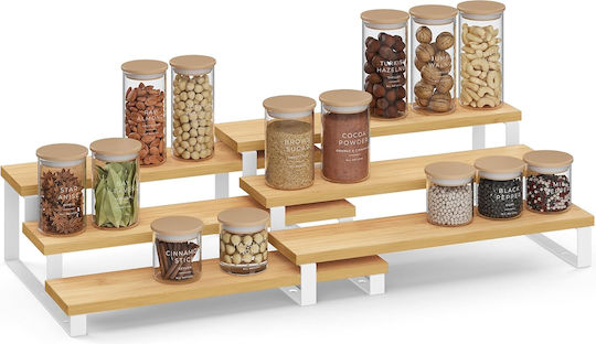 Songmics Tischständer aus Bambus 32 x 25 x 11 cm Weiß