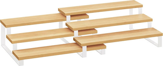 Songmics Tischständer aus Bambus 32 x 25 x 11 cm Weiß