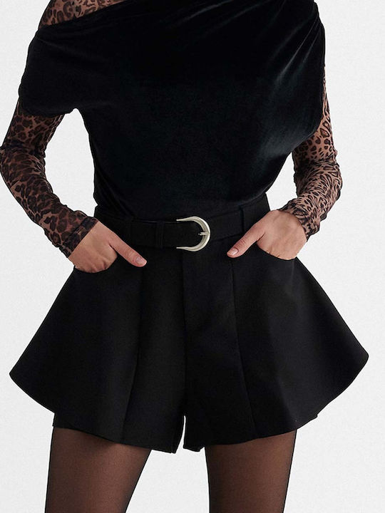 attrattivo Pantaloni Scurți Negri cu Talie Înaltă Black