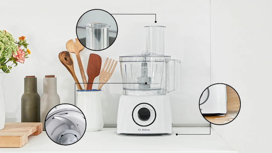 Bosch Multimixer 800 W cu Recipient de 2,3 l și Cană de Blender Albă