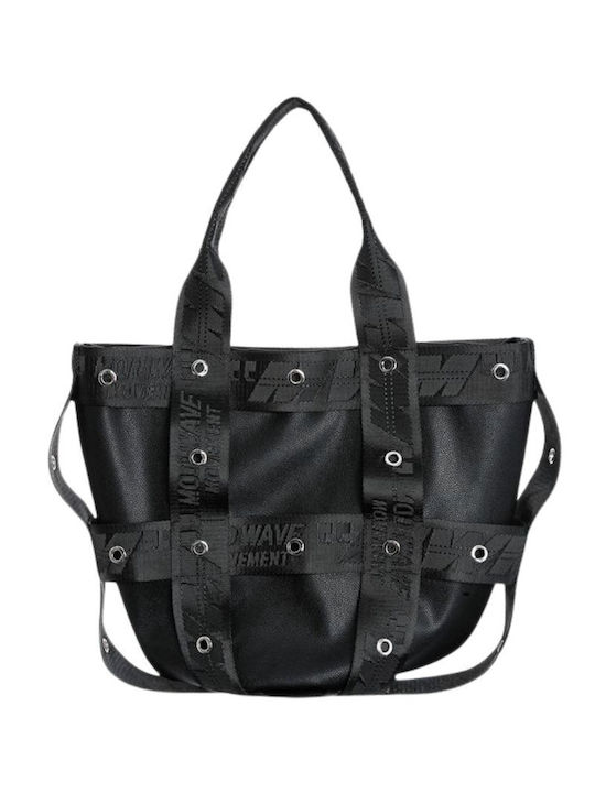 Schwarze Tote-Tasche aus Stoff für Damen
