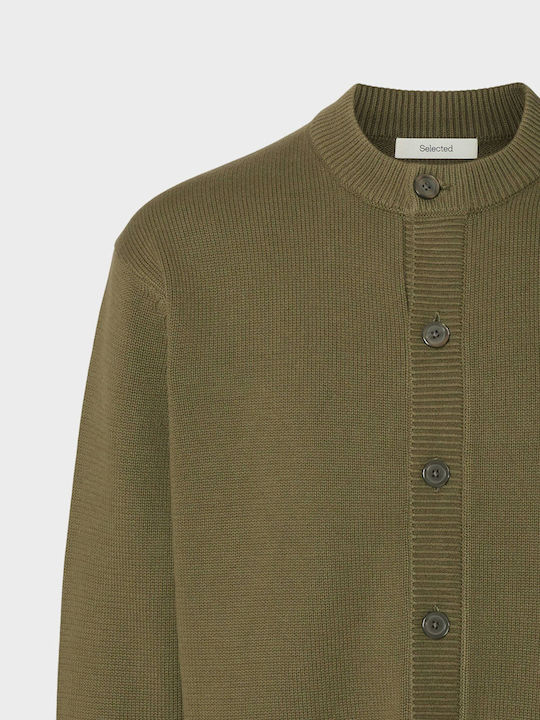 Gestrickte Herrenjacke mit Knöpfen Olive