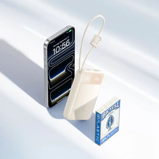 Baseus EnerFill FC11 Външна батерия 20000mAh 45W с USB-A порт и USB-C порт с Power Delivery / Quick Charge в Бежов Цвят