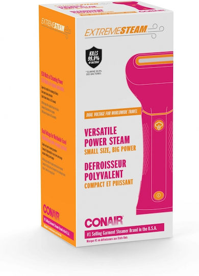 Conair Ръчна Парна Четка за Дрехи 1200 W с Резервоар 80 ml Розова