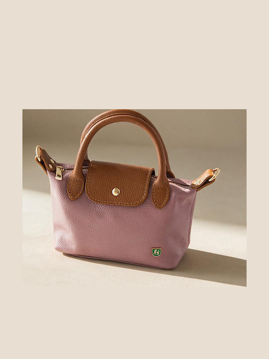 Petite Damen-Flap-Tasche aus Leder in Olivgrün