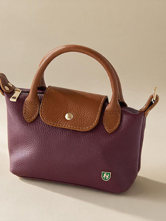 Petite Damen-Flap-Tasche aus Leder in Olivgrün