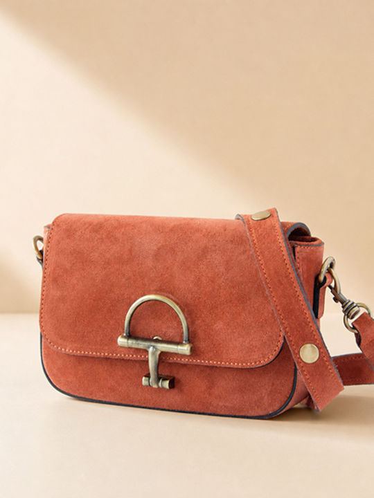 Braune Damen-Clutch aus Leder und Wildleder