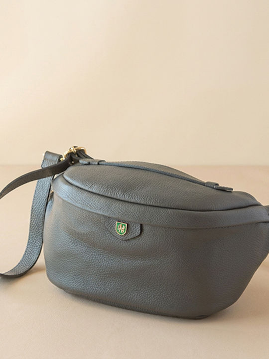 Olivefarbene Damen-Crossbody-Tasche aus Leder