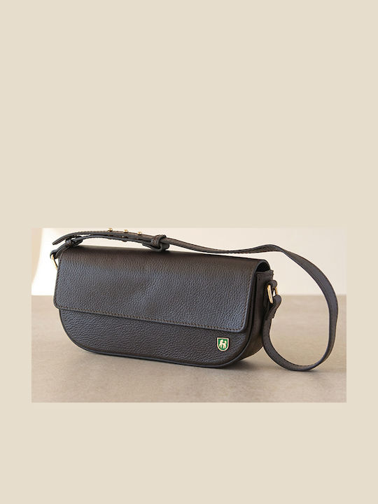 Damen-Clutch aus Leder in Olivgrün