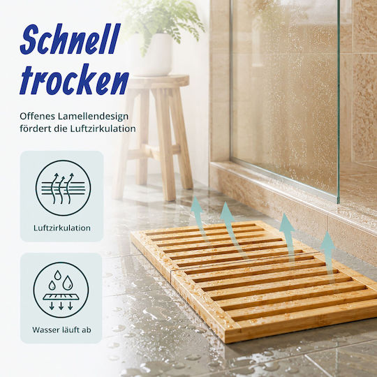 Relaxdays Non-Slip Wooden Bath Mat 10054643 Natural 59.5x39 cm