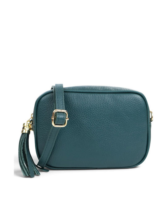 Leather Women's Crossbody Bag Green / Petrol Blue