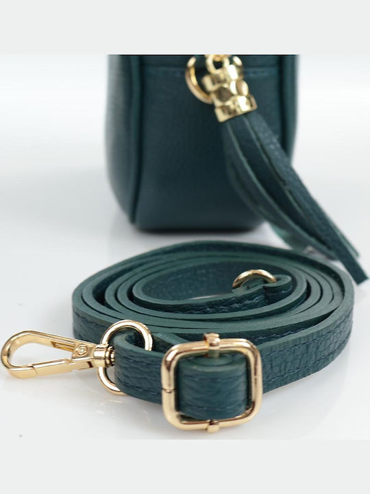 Leather Women's Crossbody Bag Green / Petrol Blue
