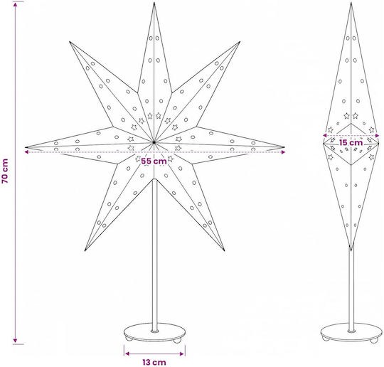 vidaXL Illuminated Christmas Star Plastic Warm White 55x15x70 cm