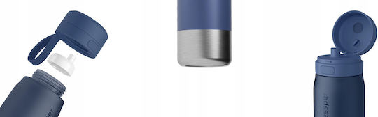 Wessper Metallic Water Bottle With Screw Lid Grey 700ml