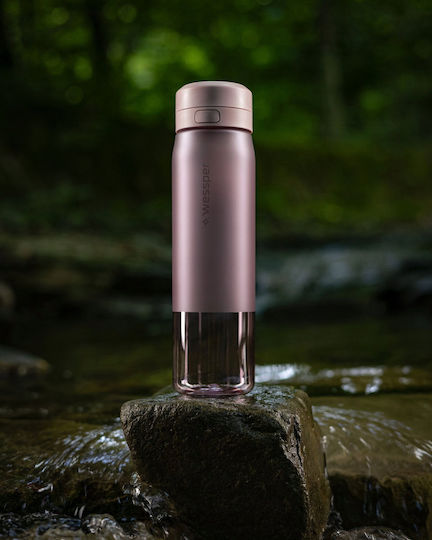Wessper Sticlă de Apă din Plastic cu Capac Filetat Roz 1000 ml