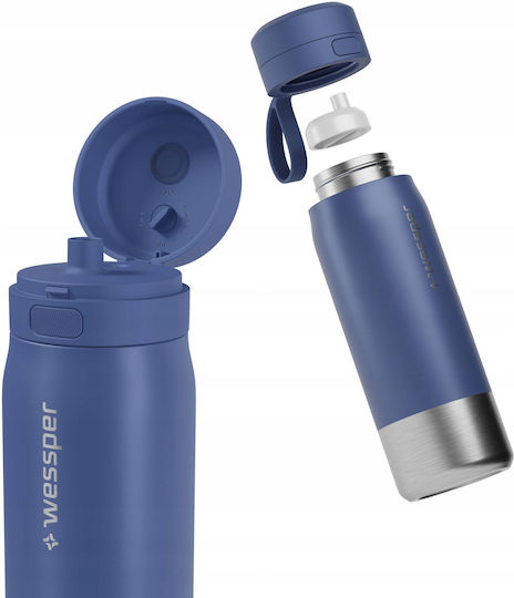 Wessper Metallic Water Bottle With Screw Lid Grey 700ml