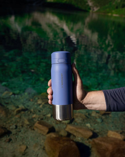 Wessper Metallic Water Bottle With Screw Lid Grey 700ml