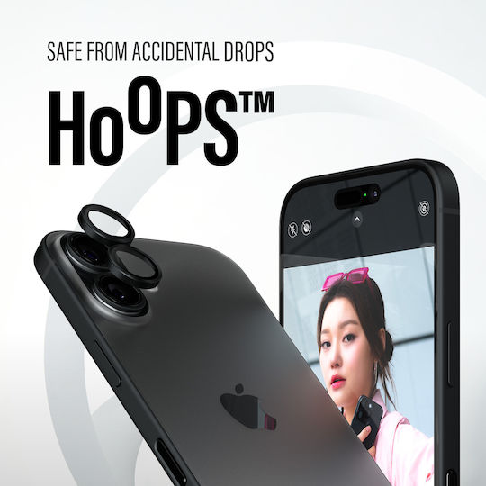 PanzerGlass Hoops Kameraschutz Gehärtetes Glas Black für das iPhone 16, iPhone 16 Plus