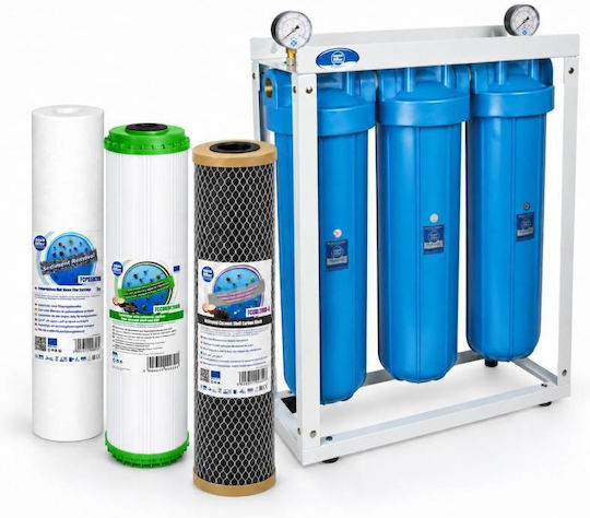 Aqua Filter Dreifaches Wasserfiltersystem für die zentrale Wasserversorgung mit Ersatzfilter BB203PS5KDFBLG