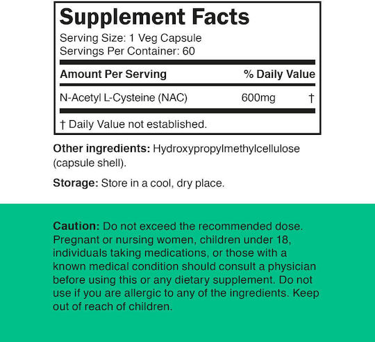 Vitamin360 NAC 600 mg 60 Растителни капсули