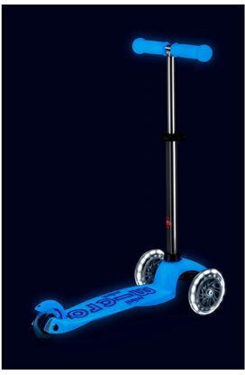 Scuter Copii Deluxe 3 Roți Cu Iluminare LED Pentru 2-5 Ani Albastru Arctic