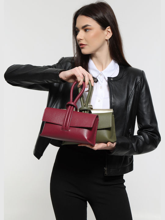 Leather Women's Flap Bag Olive