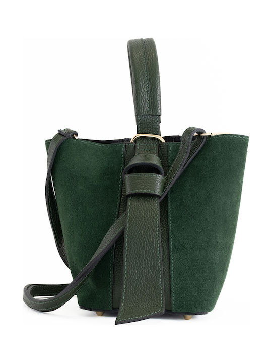 Set Ledertasche für Damen in Olivgrün