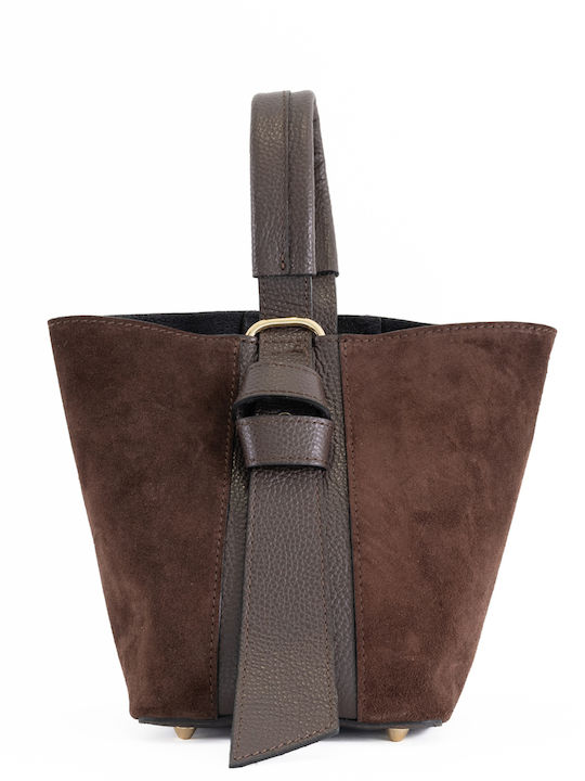 Set Ledertasche für Damen in Olivgrün