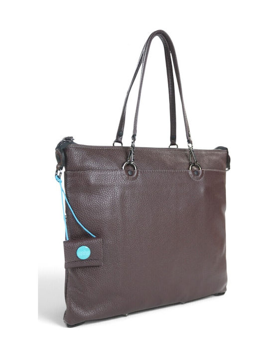 Leather Women's Tote Bag Italy Moka