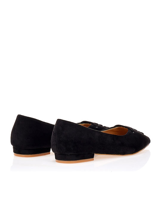 Wildleder Damen Ballerinas Spitz zulaufend Schwarze