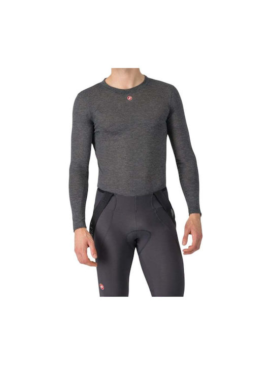 Castelli Tricou de Ciclism Gri cu Mâneci Lungi pentru Bărbați