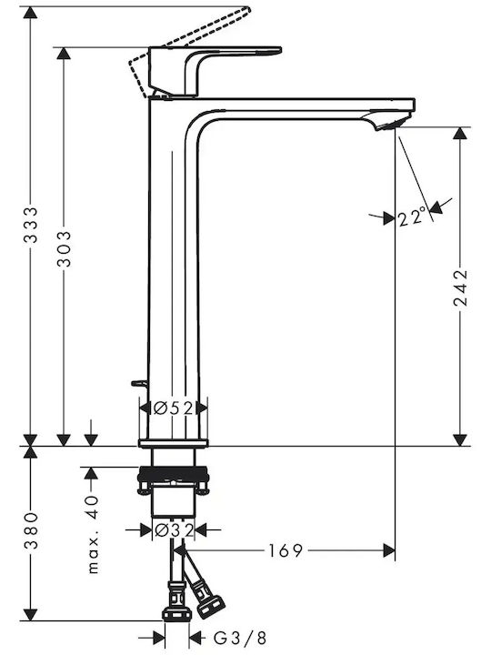 Waschtischarmatur Hansgrohe Rebris S 72580000 Chrom