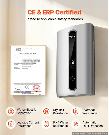 Vevor Wall-Mounted Instant Water Heater for Bathroom / Kitchen Three-Phase 18kW