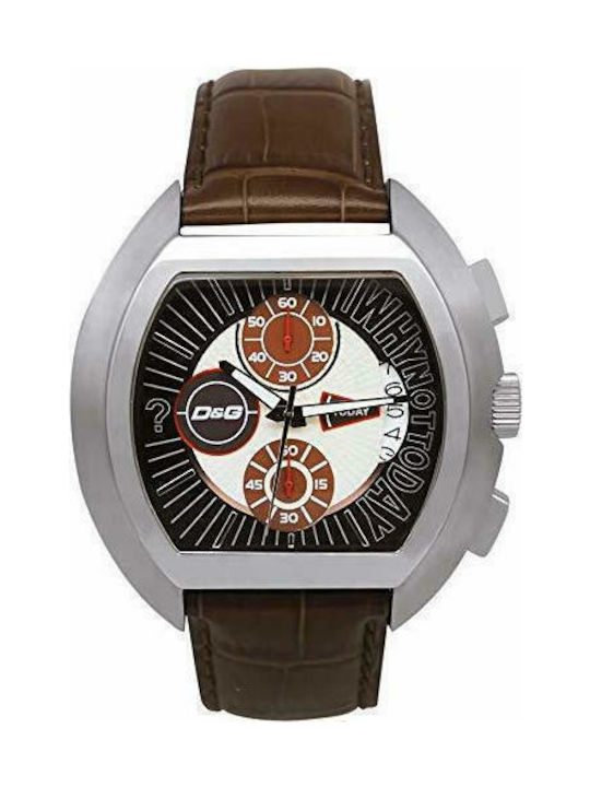 Dolce & Gabbana Watch Chronograph Battery with Brown Leather Strap