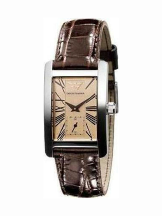 Emporio Armani Women's Watch with Brown Leather Strap