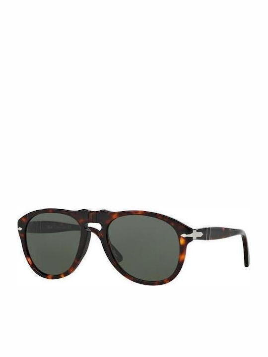 Persol Unisex Sunglasses with Brown Tartaruga Plastic Frame and Green Lens PO0649S 24/31
