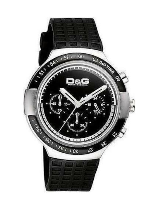 Dolce & Gabbana Herrenuhr 45mm Chronograph Batterie mit Schwarz Kautschukarmband