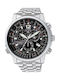 Citizen Promaster World Time Ανδρικό Ρολόι 44mm Χρονογράφος Eco - Drive με Ασημί Μεταλλικό Μπρασελέ