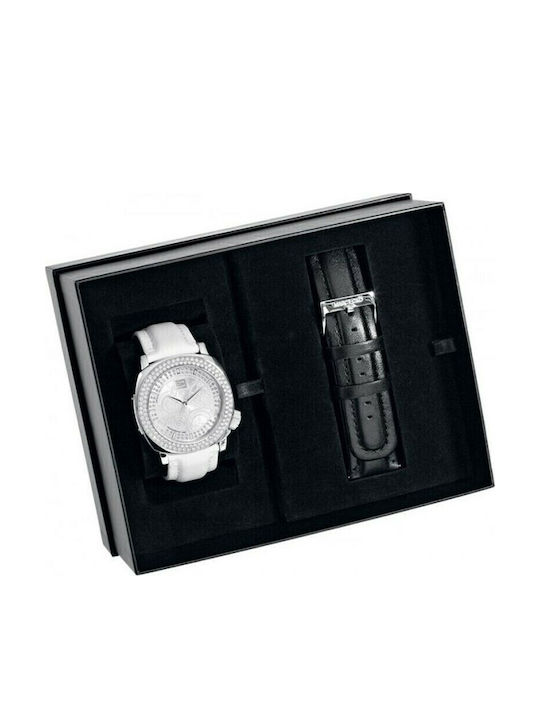 Marc Ecko Women's Watch with White Leather Strap