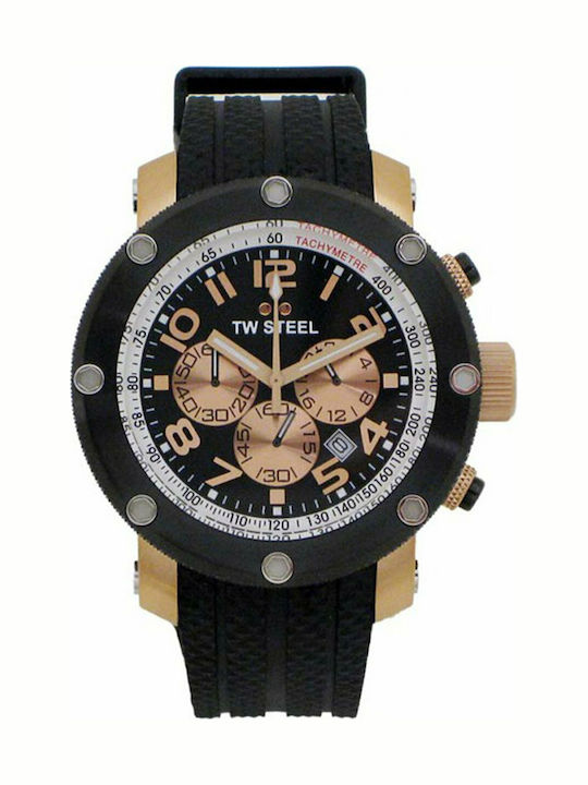 TW Steel Men's Watch 46mm Chronograph Battery with Black Rubber Strap
