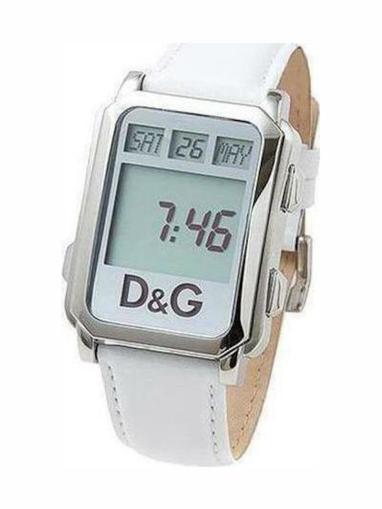 Dolce & Gabbana Sea Quest Digital Ceas de Damă cronograf cu Alb Curea din Piele