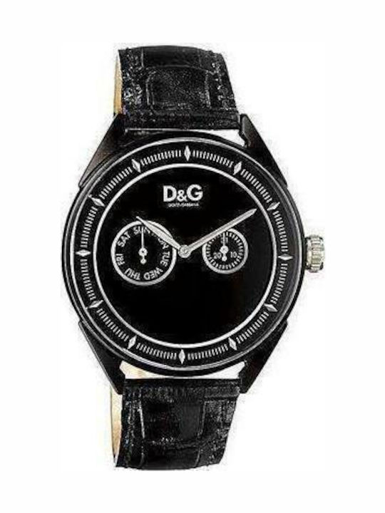 Dolce & Gabbana Ανδρικό Ρολόι 42mm Χρονογράφος Μπαταρίας με Μαύρο Δερμάτινο Λουράκι
