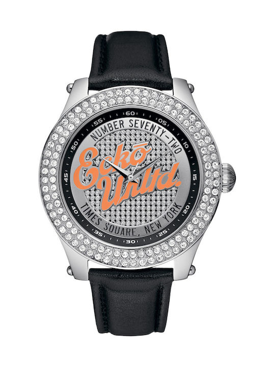 Marc Ecko Γυναικείο Ρολόι 46mm Μπαταρίας με Μαύρο Δερμάτινο Λουράκι