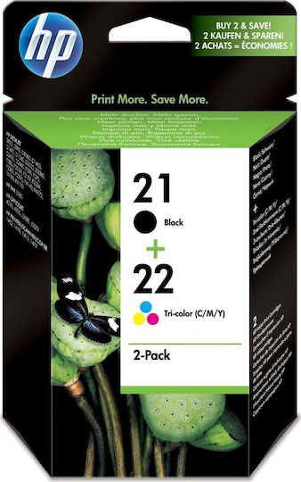 HP 21/22 Original Paket mit 2 InkJet Druckerpatronen Mehrere (Farbe) / Schwarz (SD367AE)