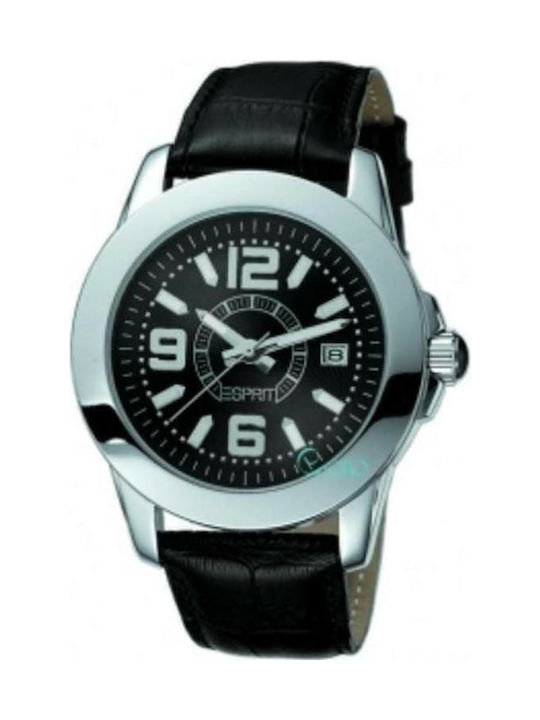 Esprit Orbit Ceas Bărbați 36mm Baterie Cu Curea Din Piele Neagră